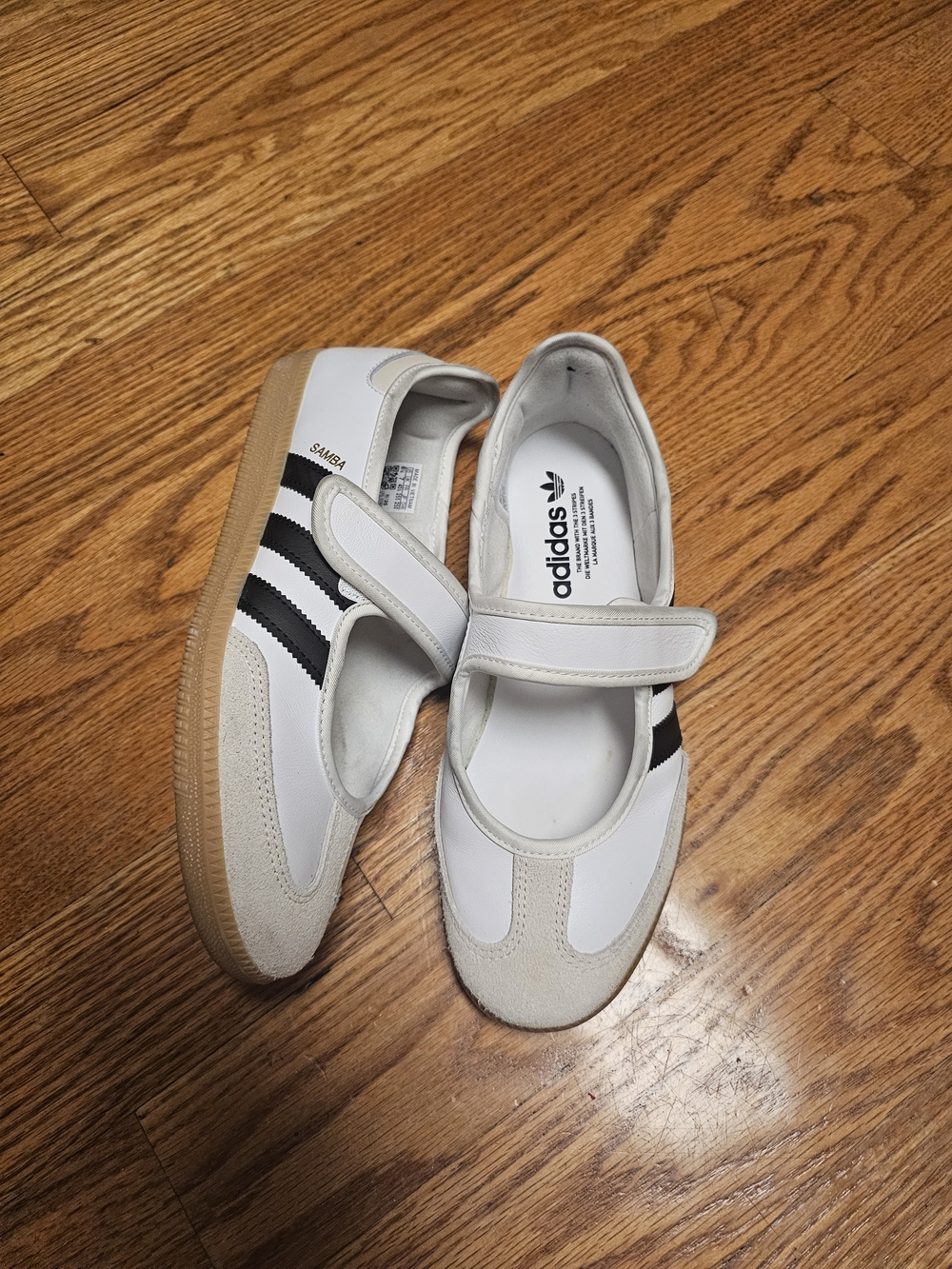 adidas Samba Mary Jane Sneakers in White and Black with Gum Sole